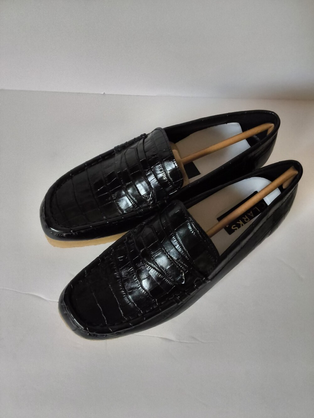 Clark Wallabee Croc Patent Leather Loafers